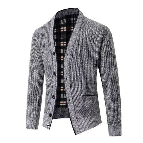 Knitted cardigan cross-border hottest velvet thickened men's large-size top slim jacket V-neck sweater men