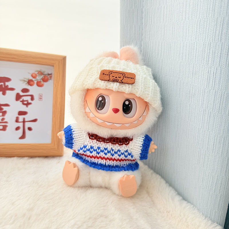 Solo ropa] Llavero de primera y segunda generación Labubu colgante de ropa Rabubu ropa de bebé suéter de punto traje de sombrero