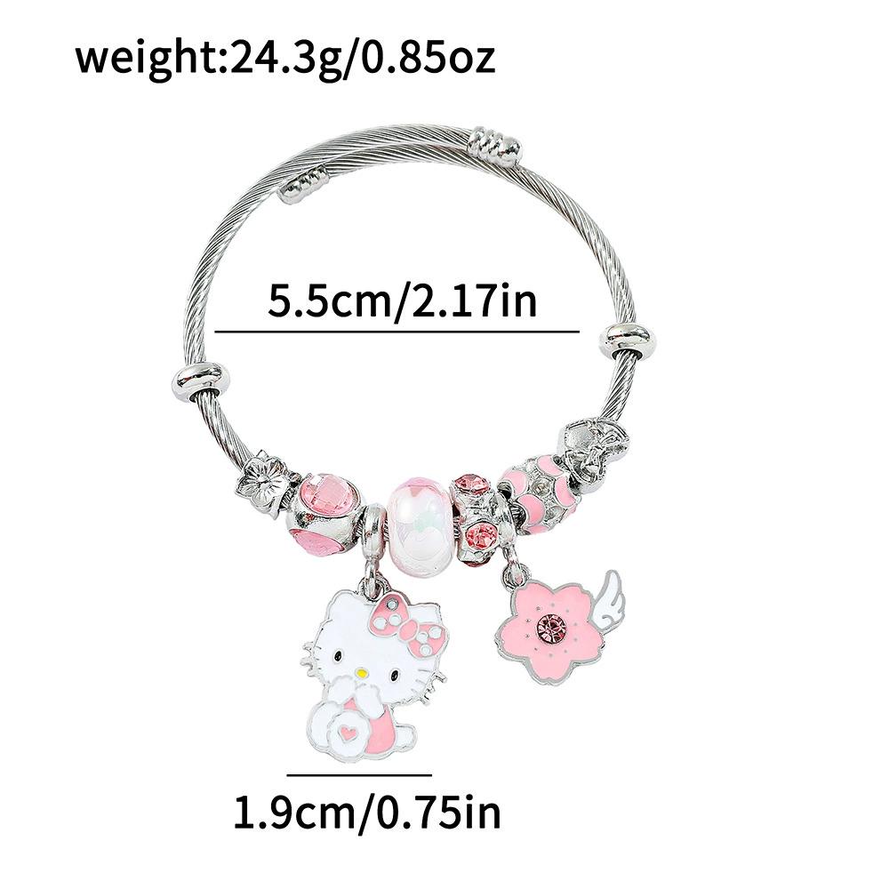 Металлический золотой браслет с изображением Hello Kitty из японского мультфильма