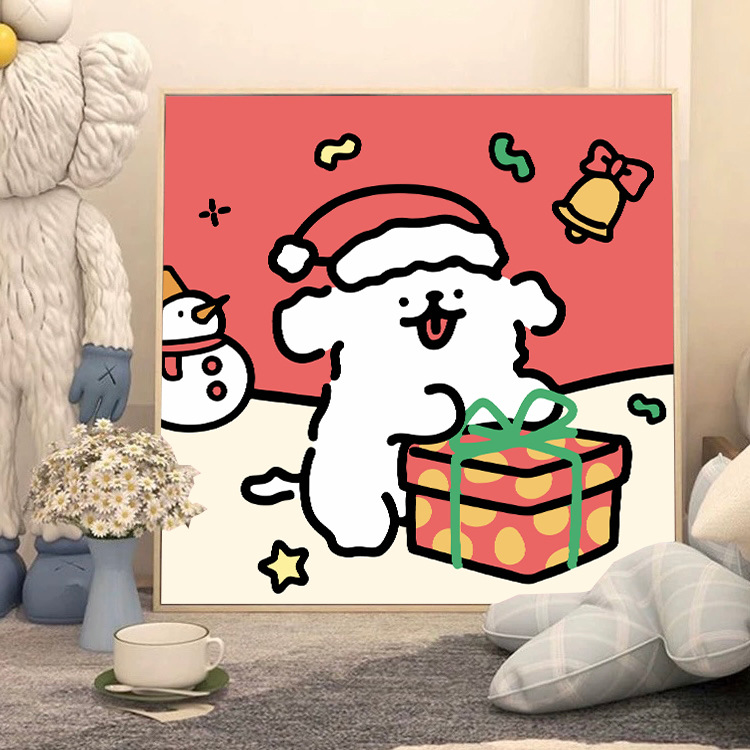 Navidad nueva pintura digital DIY pintada a mano pintura de color ambiente de decoración de vacaciones Santa Claus pintura decorativa