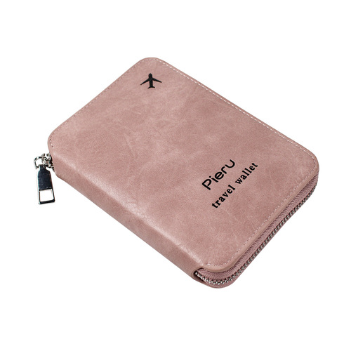 Cross-border multifunctional RFID anti-theft passport holder document bag travel zipper storage bag leather case passport bag