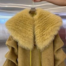 2025冬季新款大毛领黄色显瘦大衣女气质时尚年轻款显瘦外套女