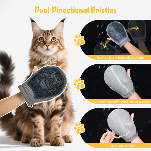 Cat hair remover, cat grooming gloves, double-sided and multi-functional, cat bib replacement, essential for cleaning cat hair