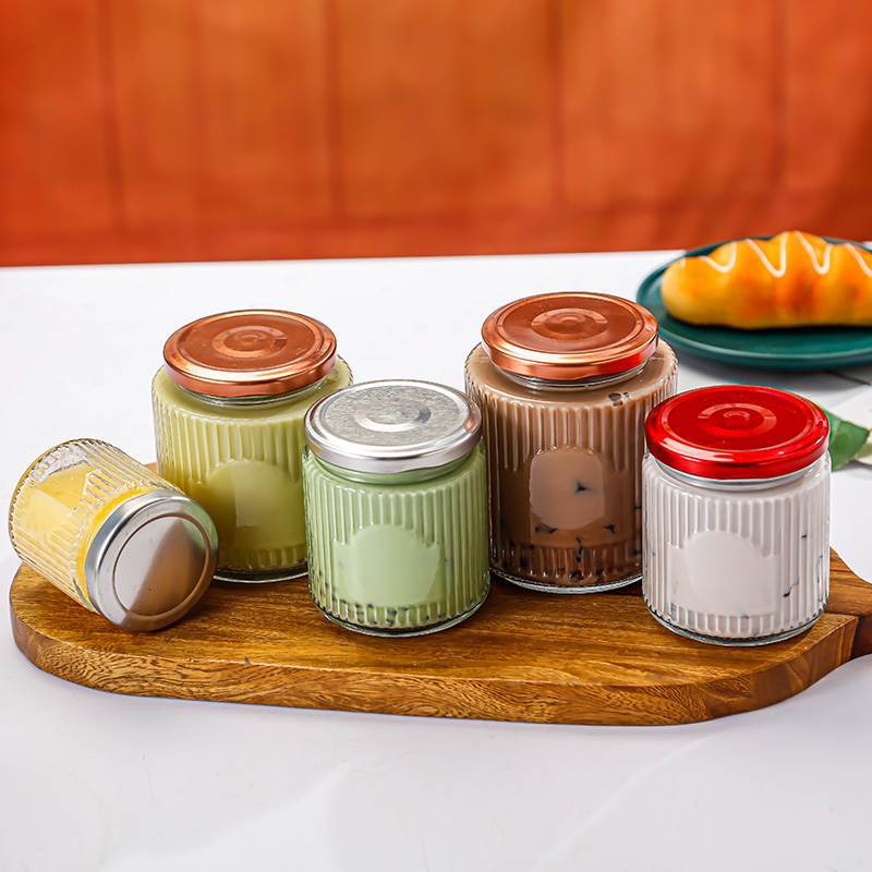 花胶奶冻瓶果酱瓶密封酱菜罐头瓶蜂蜜瓶燕窝玻璃瓶竖纹密封保鲜