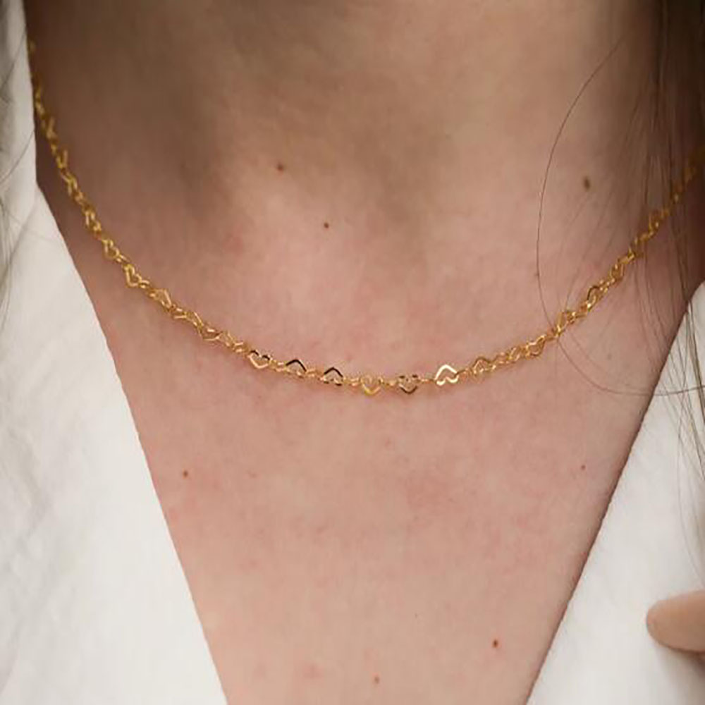 Minimalistische Herz Halskette Aus Edelstahl Für Damen_voghion.com