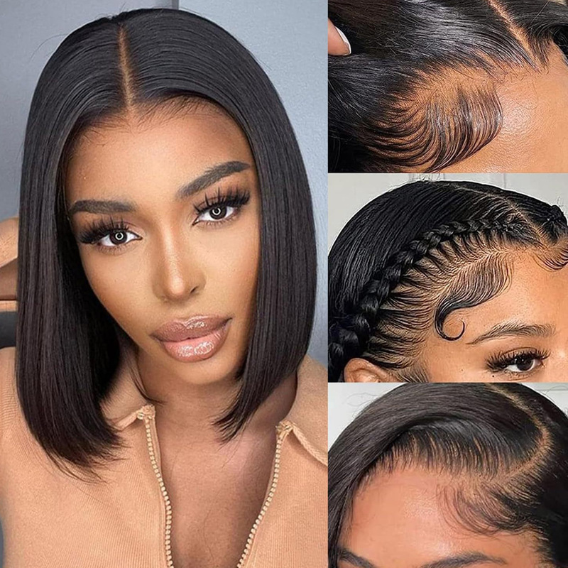12A 200% Density Bob Glueless Wig 100% Human Hair Straight Wig