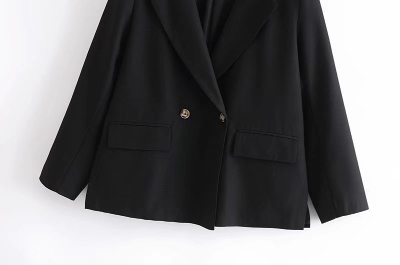 loose solid color navy collar suit jacket nihaostyles clothing wholesale NSAM82396