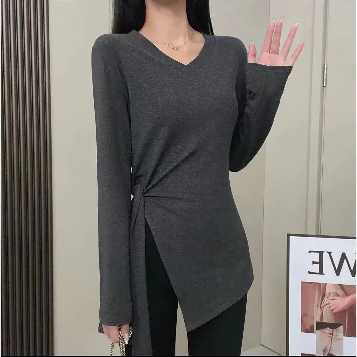 브이넥 다크그레이 [꽃선택, 품질좋음]