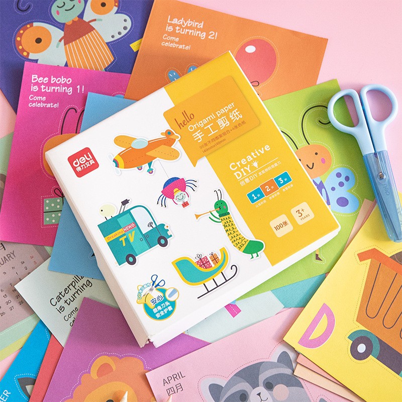 Deli 74802 - Papel de Origami Educativo para Niños, Origami Divertido Multicolor para Niños image 2