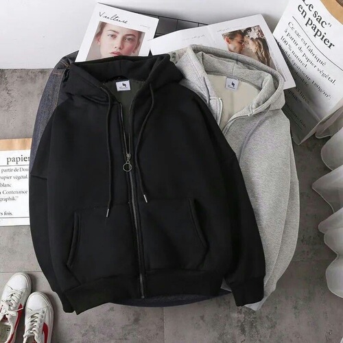 The same style plus velvet [jacket zipper cardigan] the same spring and summer cardigan jacket and sweatshirt for men and women, loose and casual new style