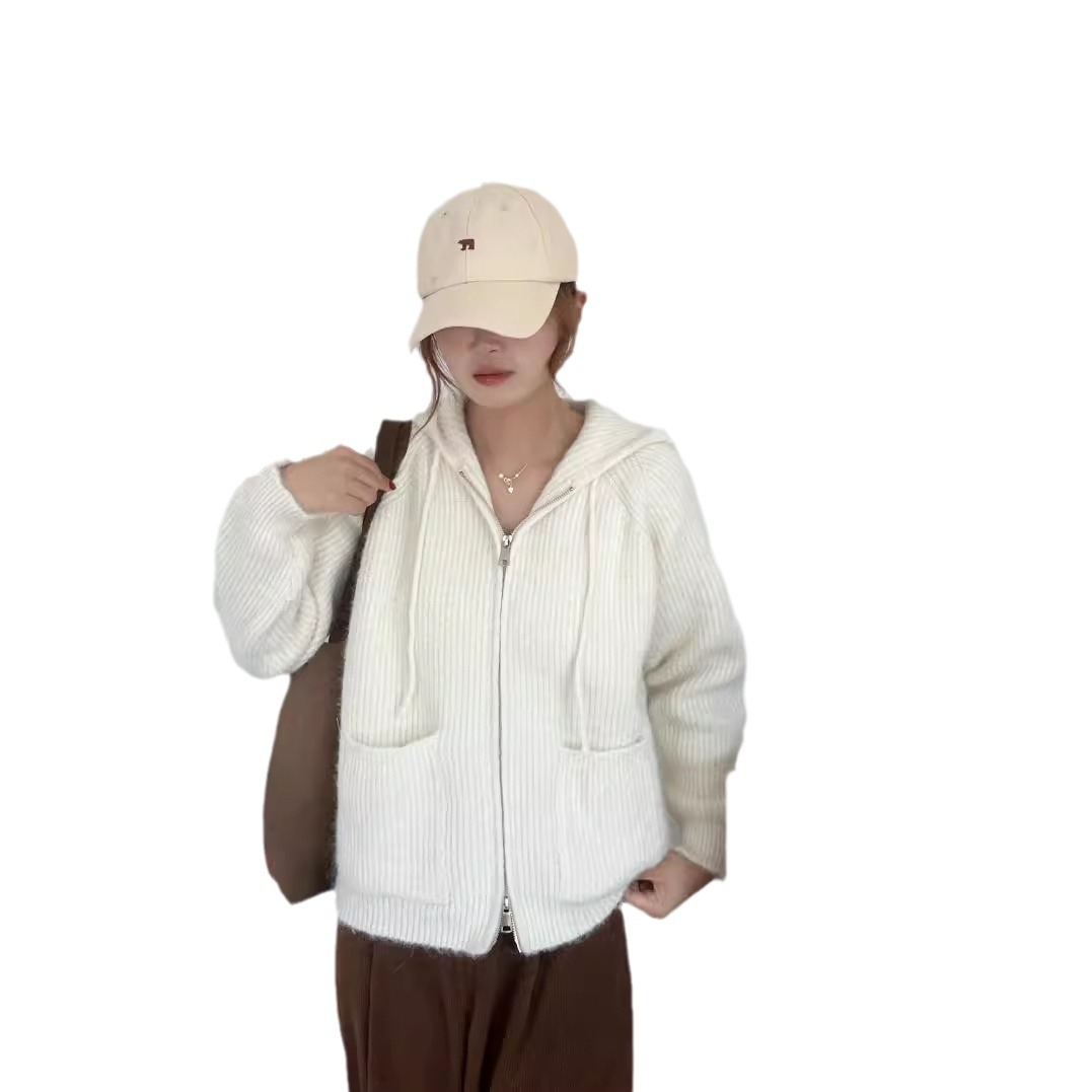 24 invierno Puyuan otoño y invierno nuevo estilo femenino coreano suelto de moda simple cardigan de lana universal