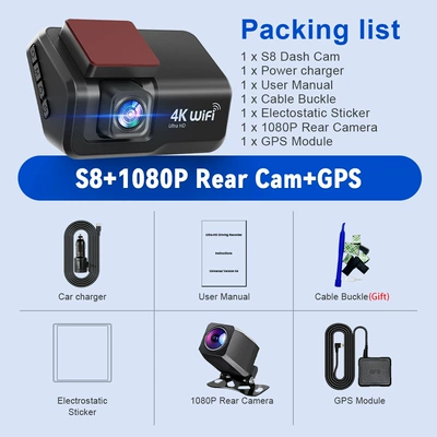 dual night vision 24H parking – Driving recorder - 4k-car-front-car-rear-gps