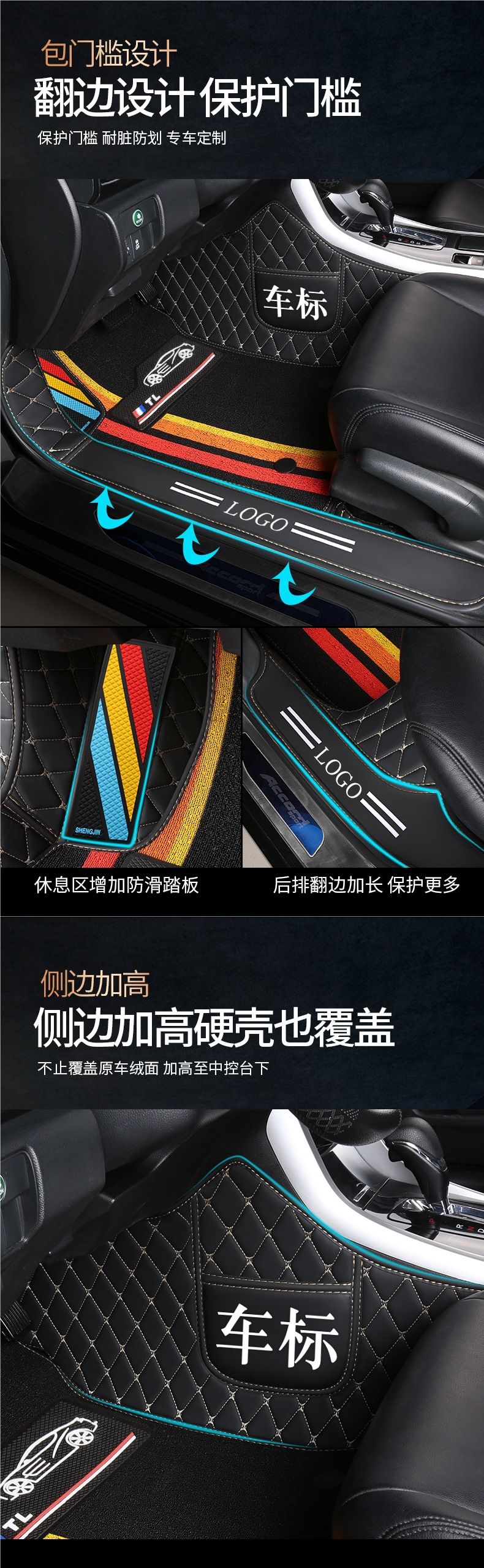 Car Floor Mats, Fully Enclosed Special Leather Double-Layer Xuesnis Foot Mats [Special Vehicles for Thousands of Models]