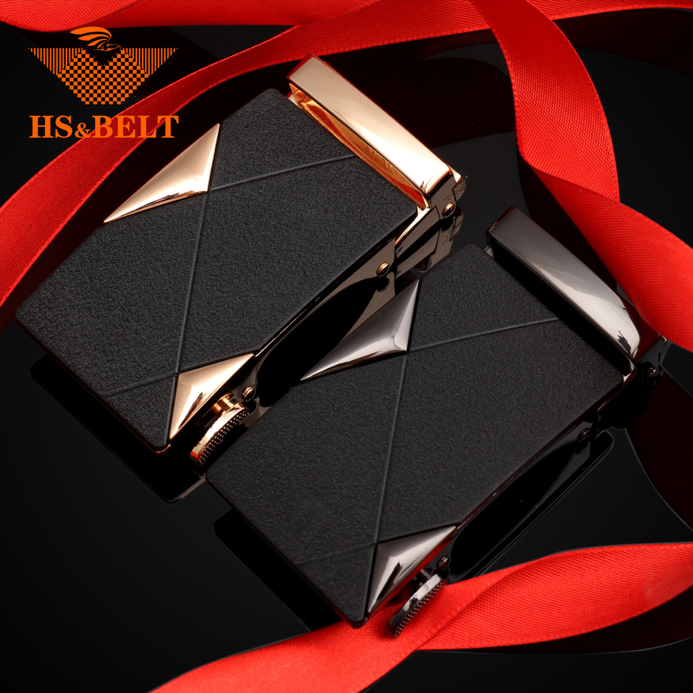 Hongsheng fábrica 4,0 primavera cinturón hebilla automática hebilla esmerilado hebilla de cinturón de los hombres Aleación de superficie negra hebilla de dos piezas