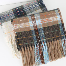 2024冬季新款复古格子围巾百搭加厚保暖长款披肩情侣同款围脖批发