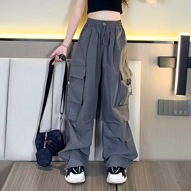 Hong Kong Style Girls' Cargo Pants Spring and Summer Wholesale New Casual Street Dance Sports Versatile Loose Trendy Cool Long Pants Summer