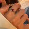 Red ring, fashionable universal stone inlay, zirconium, light luxury style