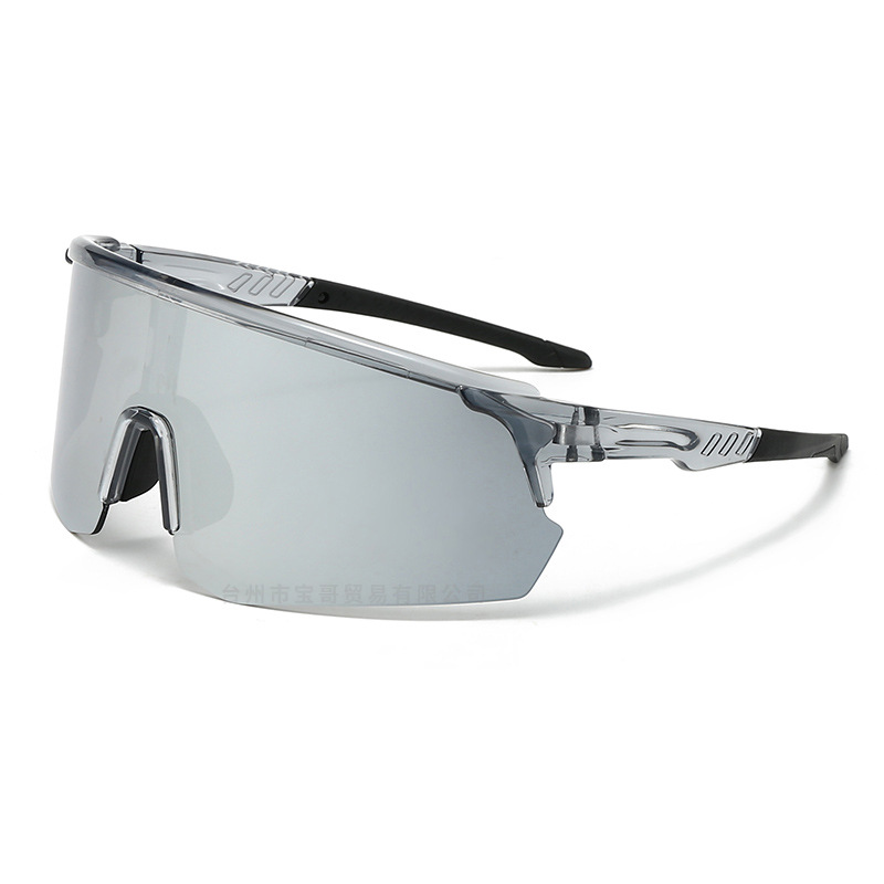 新品ハーフフレームスポーツ変色メガネアウトドアランニングワンピースレンズサングラス自転車騎乗防風サングラス