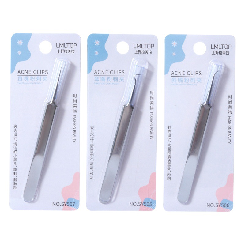 LMLTOP-pinza para acné de acero inoxidable, aguja para acné, pinzas para espinillas, clip para celda, aguja para apretar el acné SY505