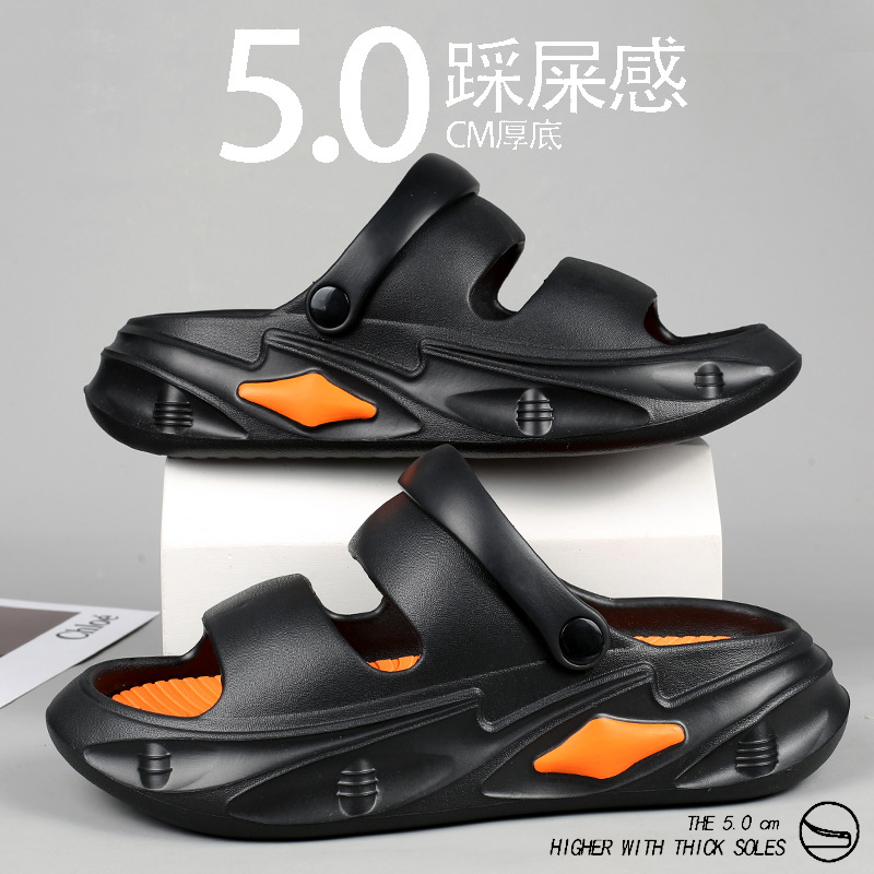 비치 슈즈 남성용 샌들 여름 남성용 두꺼운 밑창 미끄럼 방지 이중 목적 샌들 의류 베트남 슬리퍼 커플의 플러스 사이즈 홀 슈즈