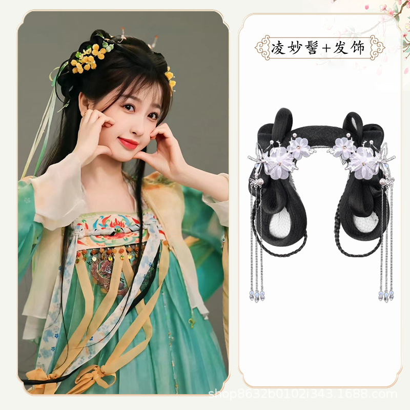 링 미아오빵 + 은잠자리 헤어 액세서리 한 쌍