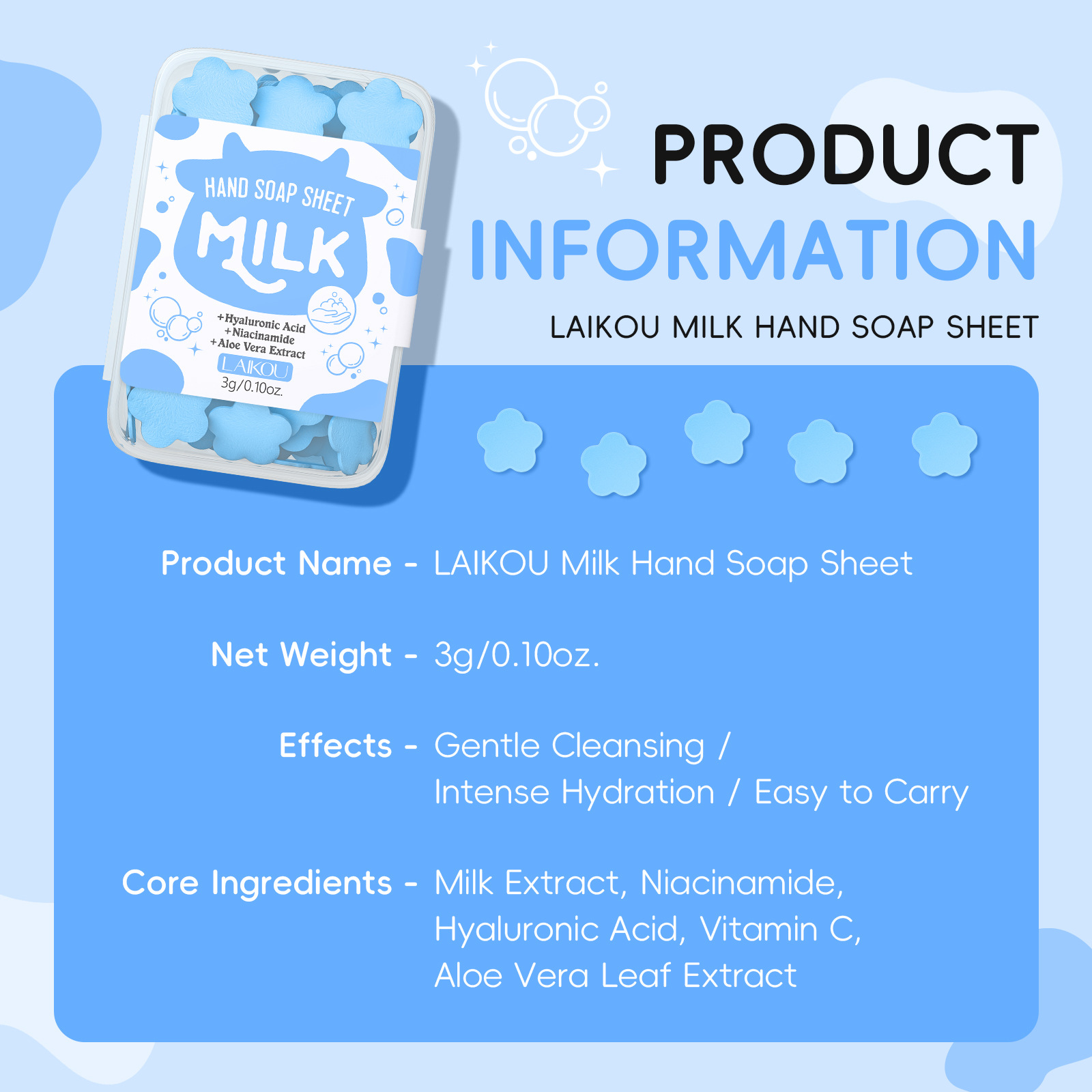 Disposable milk-flavored soap sheets, portable soap paper, mini petal hand sanitizers for students and children to carry around undefined