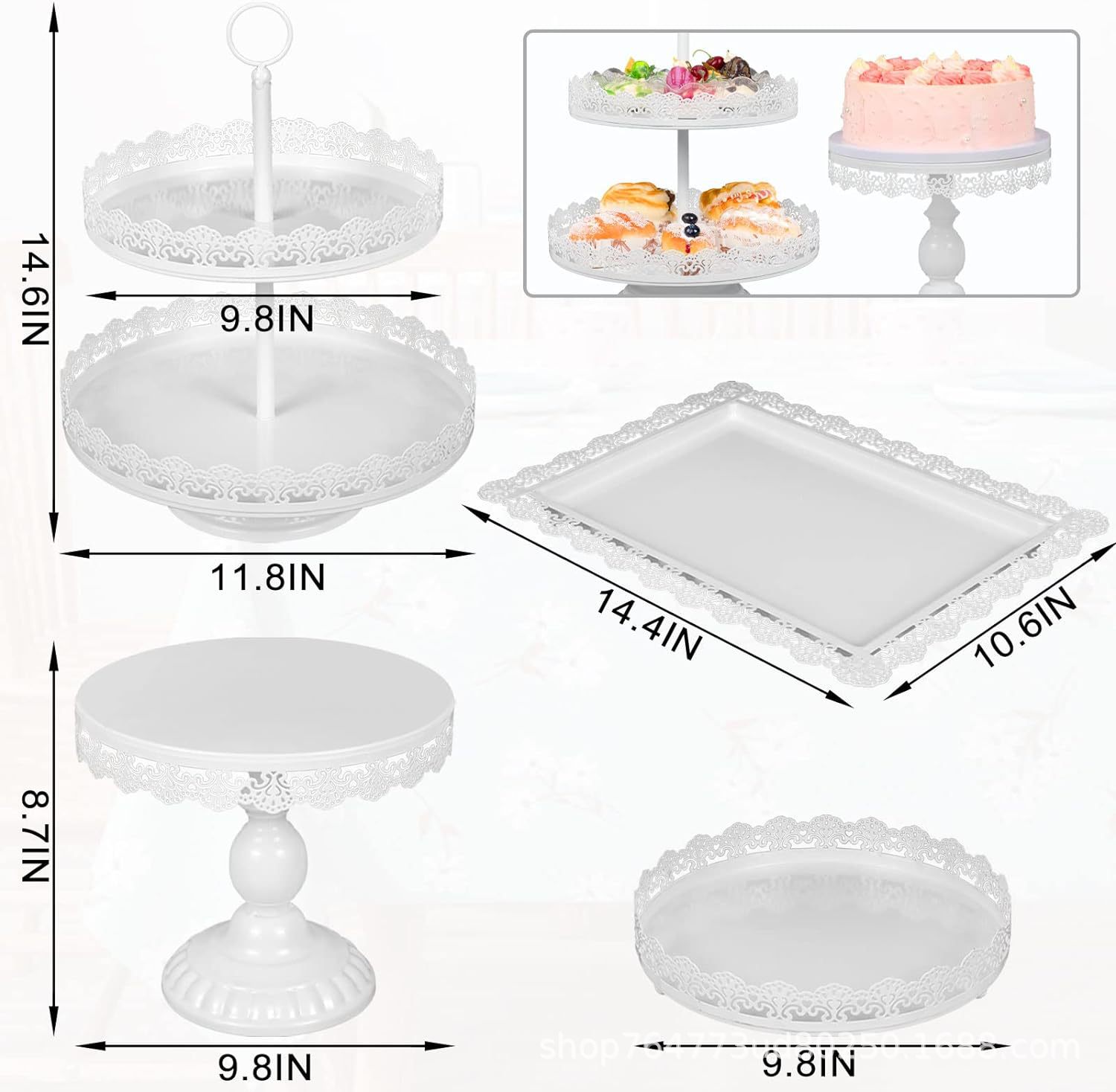 Amazon Venta caliente de cuatro piezas soporte de la torta soporte de exhibición plato de aperitivos pastelería occidental mesa de postre de boda image 8