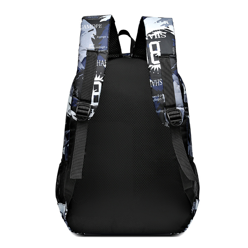 Mochila de moda informal para estudiantes nuevos y geniales transfronterizos Viajes al aire libre Viajes Oxford Camuflaje Mochila para computadora Tendencia