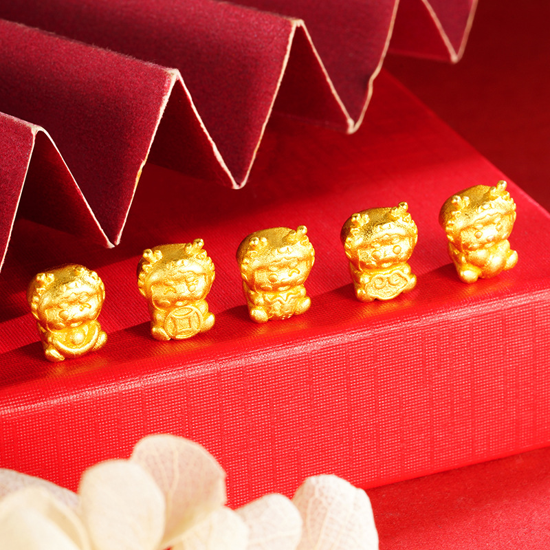 Arena antigua oro Zodiaco dragón DIY accesorios de joyería tridimensional imitación oro 3D afortunado lindo dragón cien accesorios a juego al por mayor