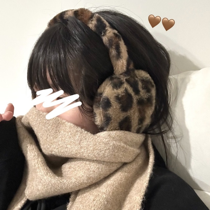 秋冬のヒョウの紋様の柔らかいウサギの絨毯の耳カバーの耳の保温の甘いクールなギャルの保温のイヤホン式のぬいぐるみの耳カバーの女子学生|undefined
