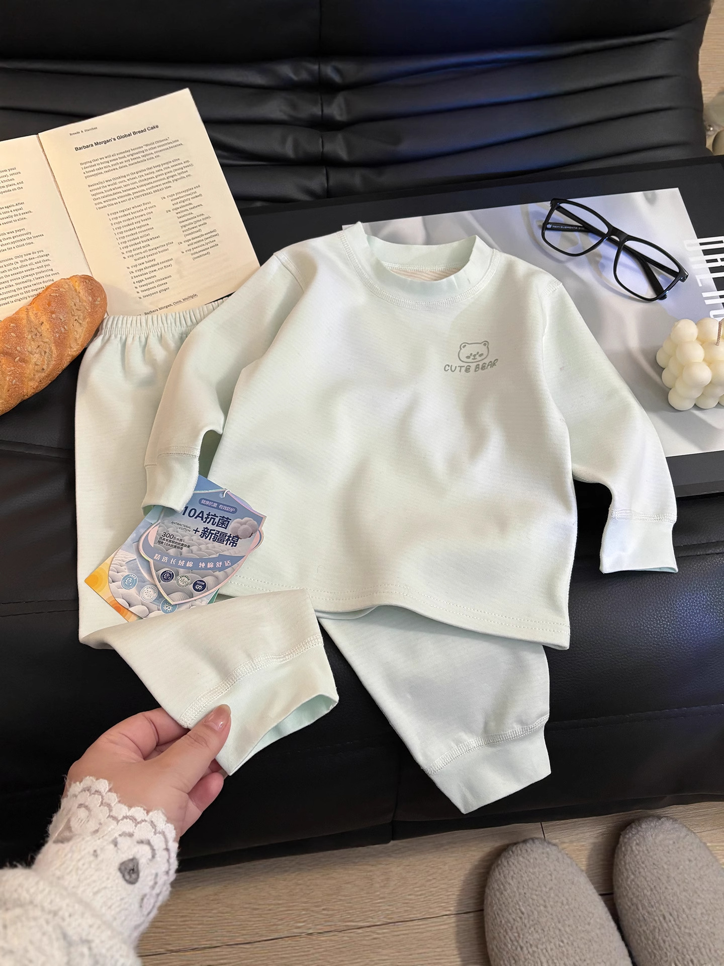 Peso pesado 320g ropa interior infantil algodón elástico sin hueso antibacteriano conjunto de ropa de bebé para niños y niñas clase A engrosado engrosado