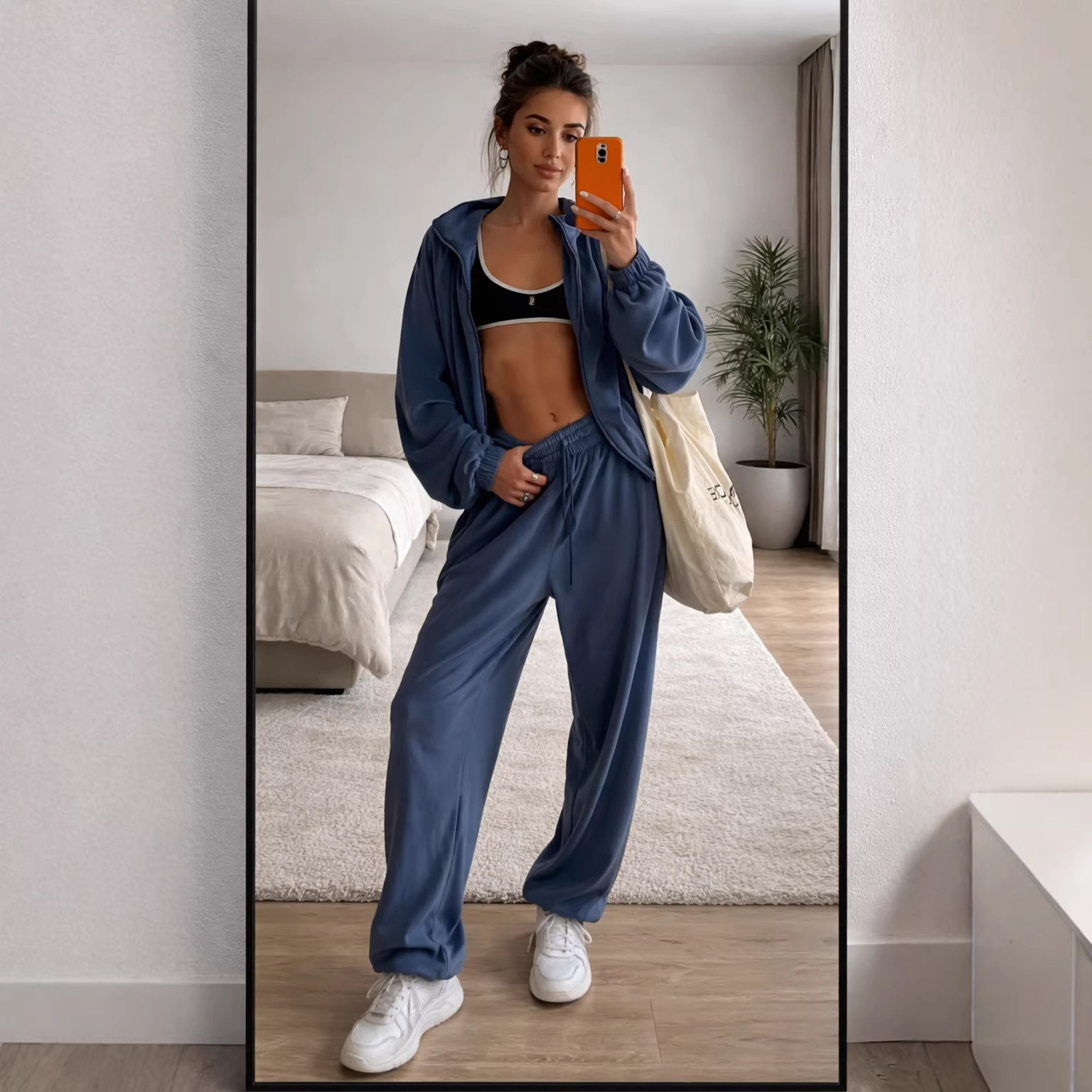 Women's Clothing Women's Casual Suit Set Style Solid Color Long Sleeved Zip Up Cardigan Jacket Sweatpants Two Piece_ecoleips.com