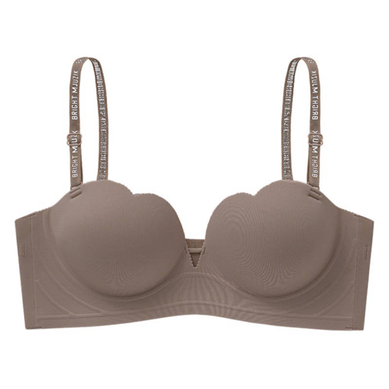 373 suave glutinoso engrosado de dibujos animados pecho anti-expansión externa ropa interior sin costuras cómodo inalámbrico pequeño pecho Sujetador push up ajustable