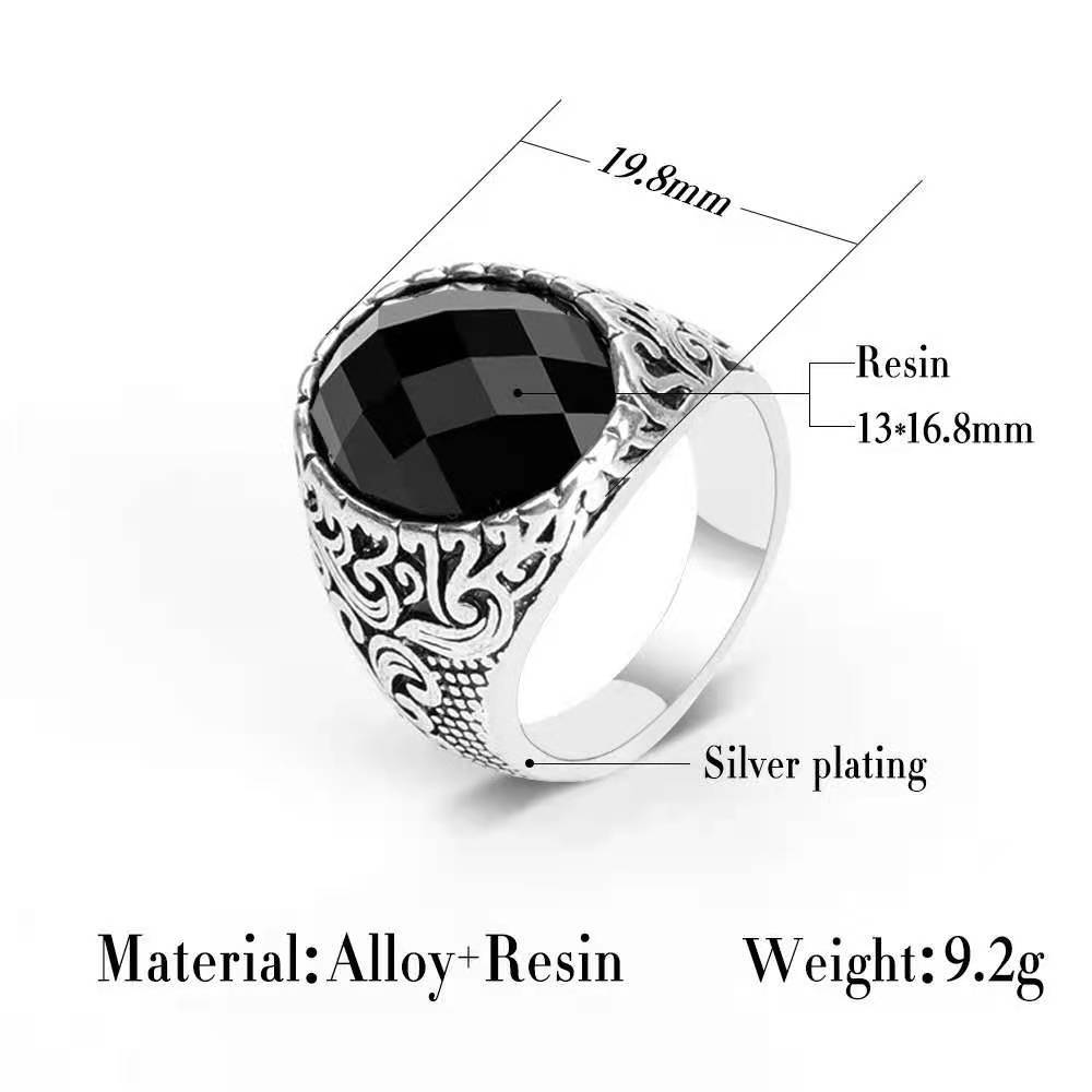 Retro Geometric Alloy Plating Inlay Resin Men's Rings display picture 1