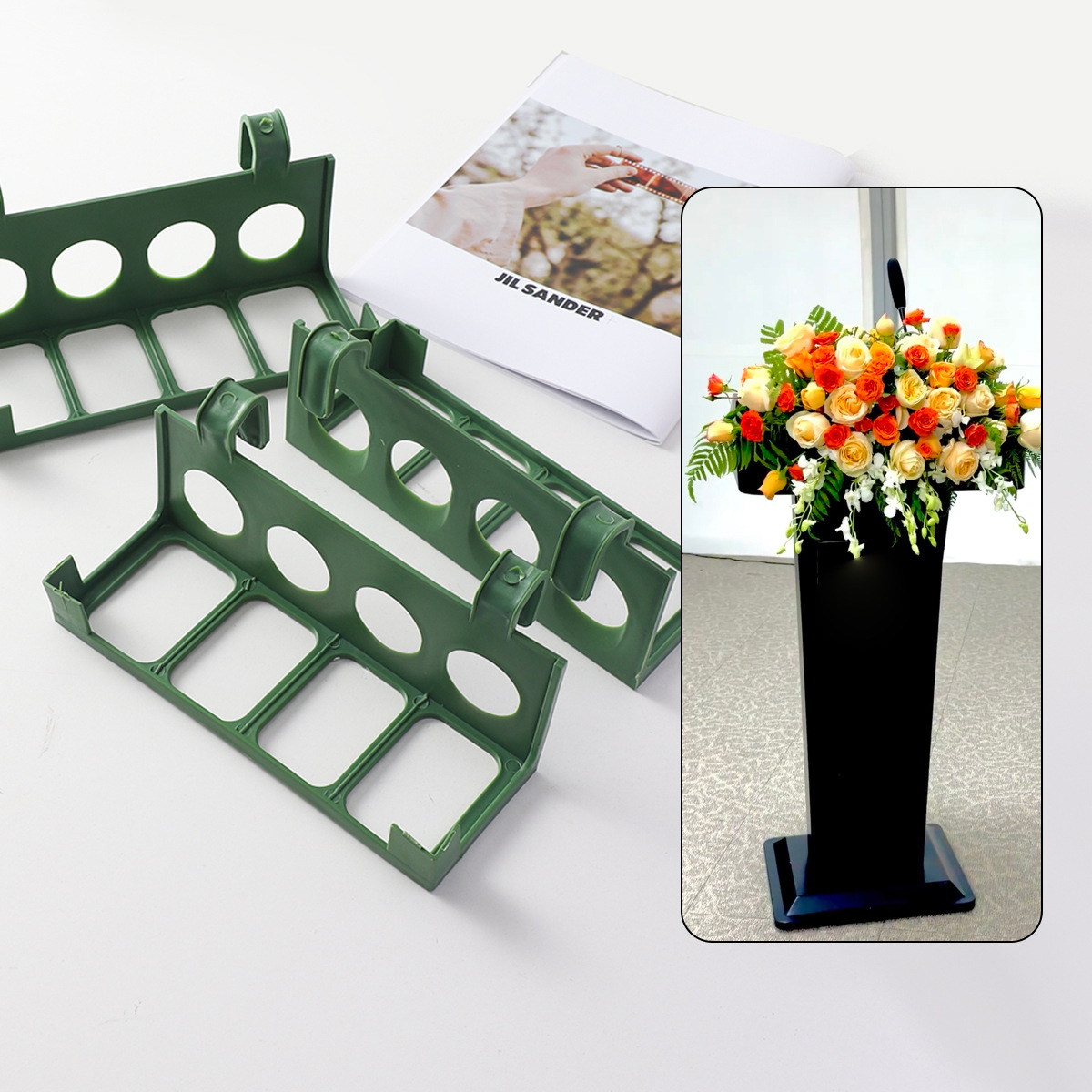 Plataforma floral plataforma de conferencias ramo de flores canasta de flores colgante soporte de plástico base de barro de flores suministros de florista