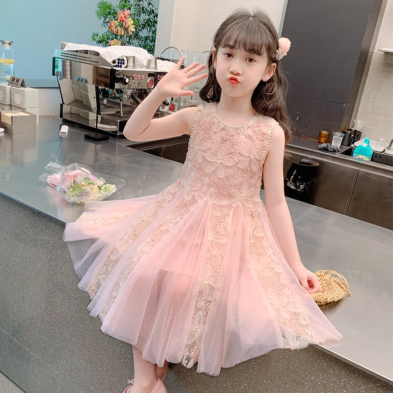 Girls' Summer 2025 New Style Fashionable Big Children's Princess dress Children's Summer European and American Style Short Sleeve Skirt