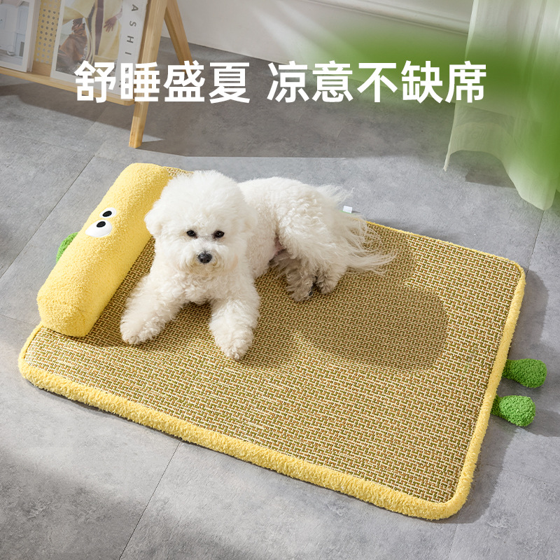 Nueva perrera de verano disipación de calor, cojín de ratán transpirable, cojín de hielo resistente al desgaste para gatos, cojín de enfriamiento para el cuello engrosado