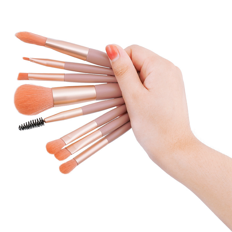 Juego de brochas de maquillaje de 8 piezas, brocha para corrector, brocha de maquillaje, brocha para sombra de ojos de cerdas suaves, brocha para polvos, brocha para colorete, brocha para base, versión portátil