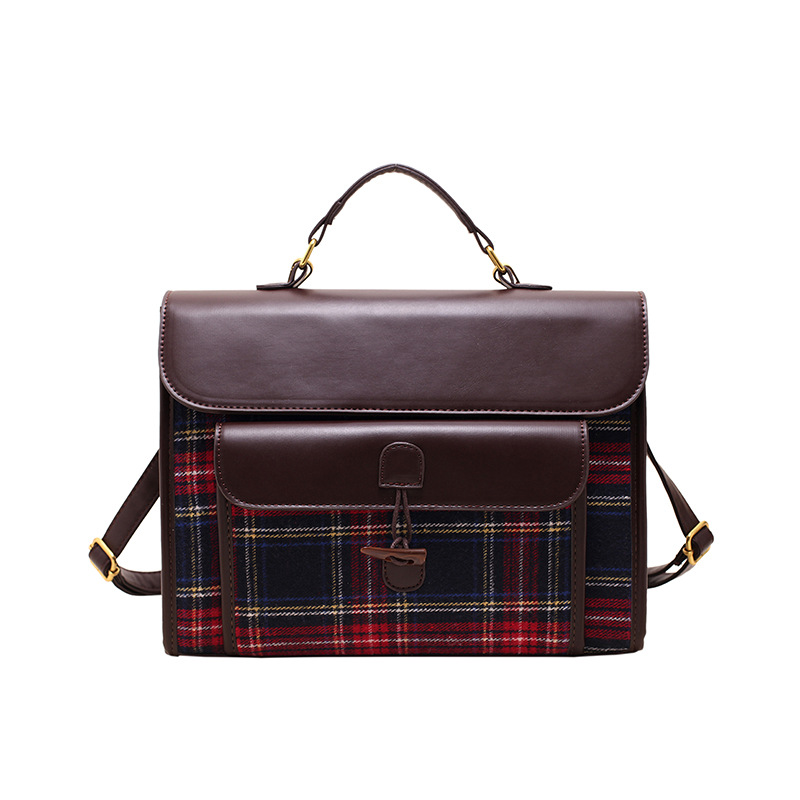 2023 New Autumn/winter Woven Plaid Double Single Cross Shoulder Women's Bag with Mermaid Style Korean_voghion.com