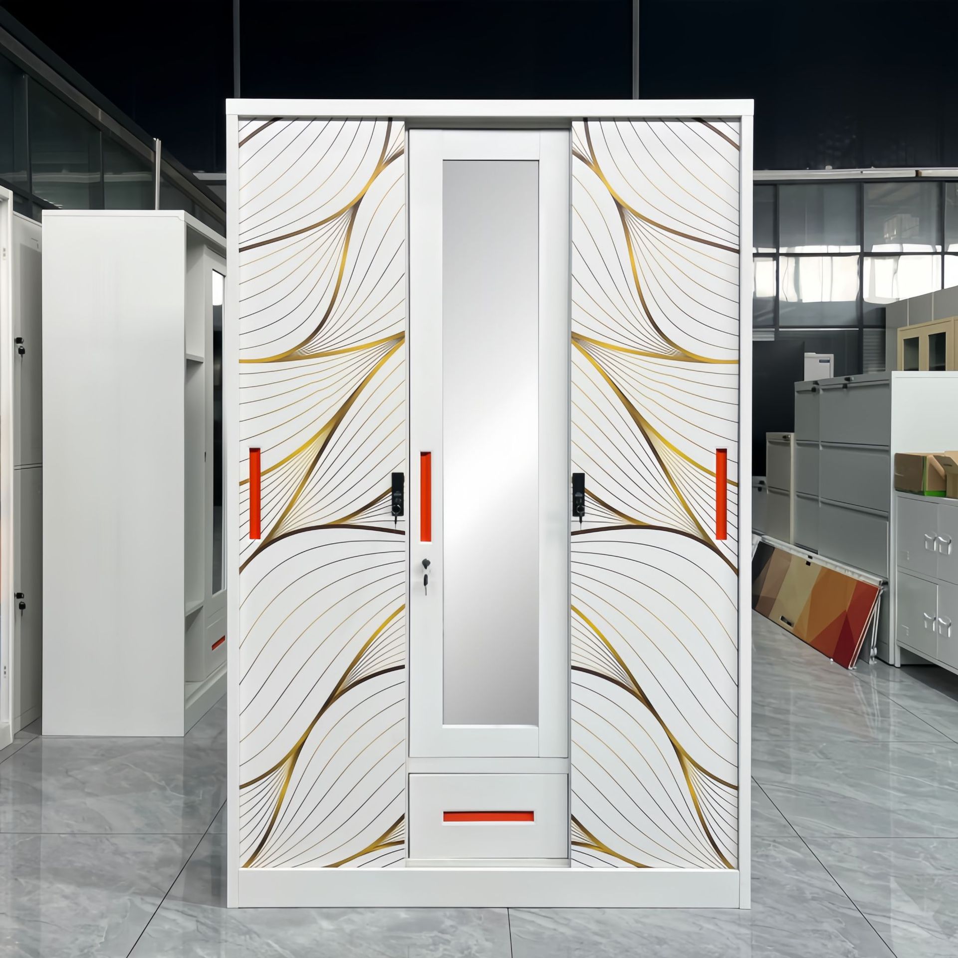 Comercio exterior transfronterizo engrosado armario de impresión de acero doméstico deslizante armario de puerta corredera dormitorio de niños armario personalizado image 19