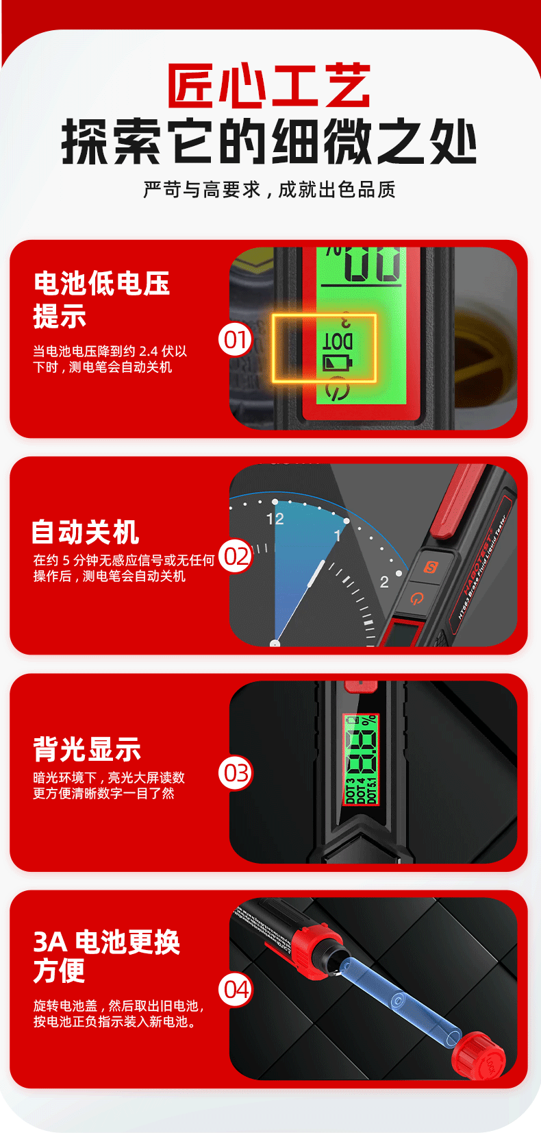 HABOTEST Brake Fluid Water Content Tester HT662/663/663L High-Precision Digital Display Auto Repair Tool