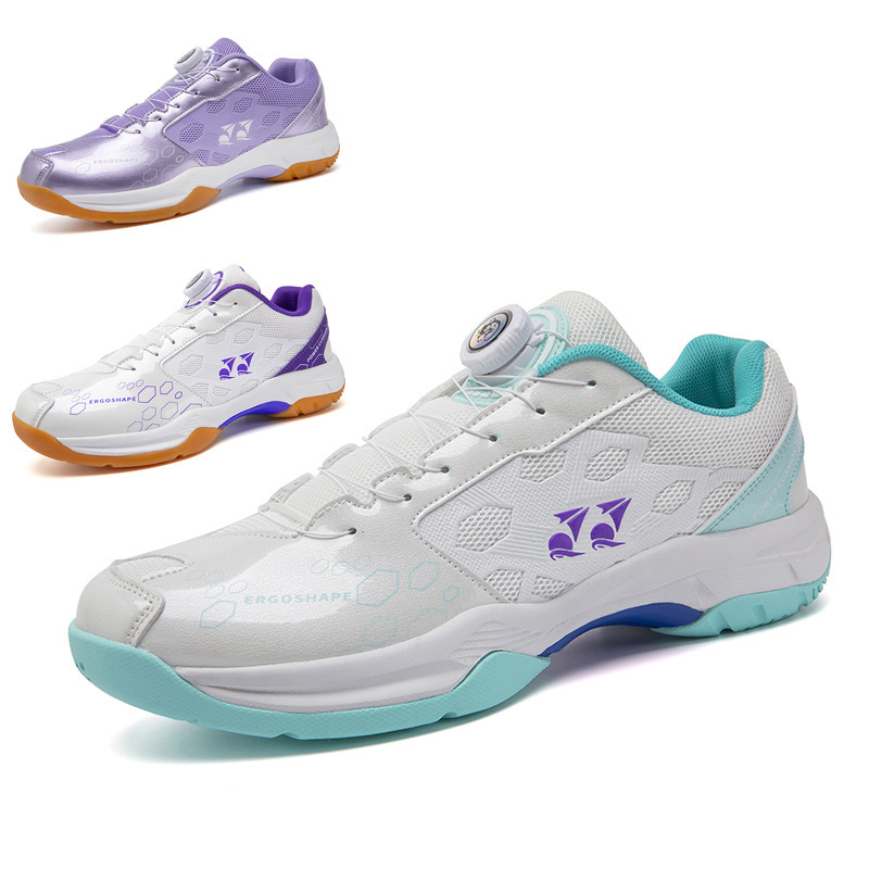 Cross-Border New Model Table Tennis and Badminton Shoes, Mesh Breathable Men's and Women's Sports Shoes, Non-Slip, Wear-Resistant, Rotating Buckle Volleyball Shoes for Men