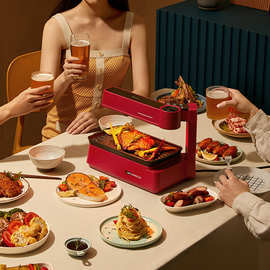 美.的电烧烤炉家用无烟多功能室内烤串烤肉机一体锅HW09W7-006W