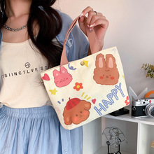 帆布包女2024新款手拎布袋大学生上班饭盒包便当包迷你手提包批发