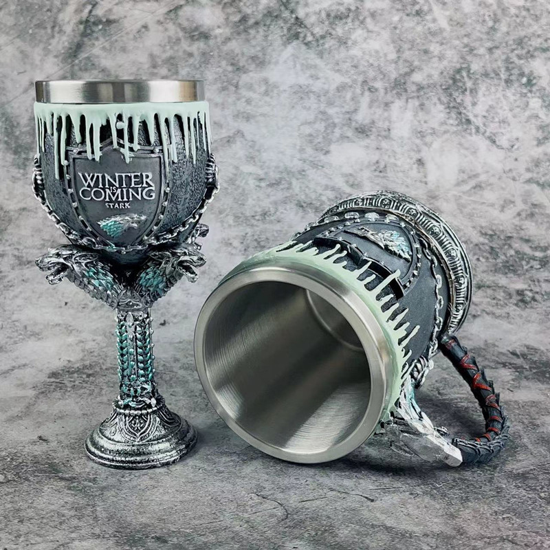 Description Picture 3 of item1PCS Mug Goblet Stainless Steel Resin 3D Beer Tankard Wine Glass Mugs Party Drinkware MAN Decoration Christmas Gift Snow Winter