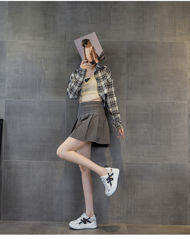 Giày sneaker nữ đế dày tăng chiều cao, phong cách thể thao thời trang, thiết kế đục lỗ thoáng khí mùa hè — M2896 màu trắng, M2896 màu xanh lam chi tiết 17