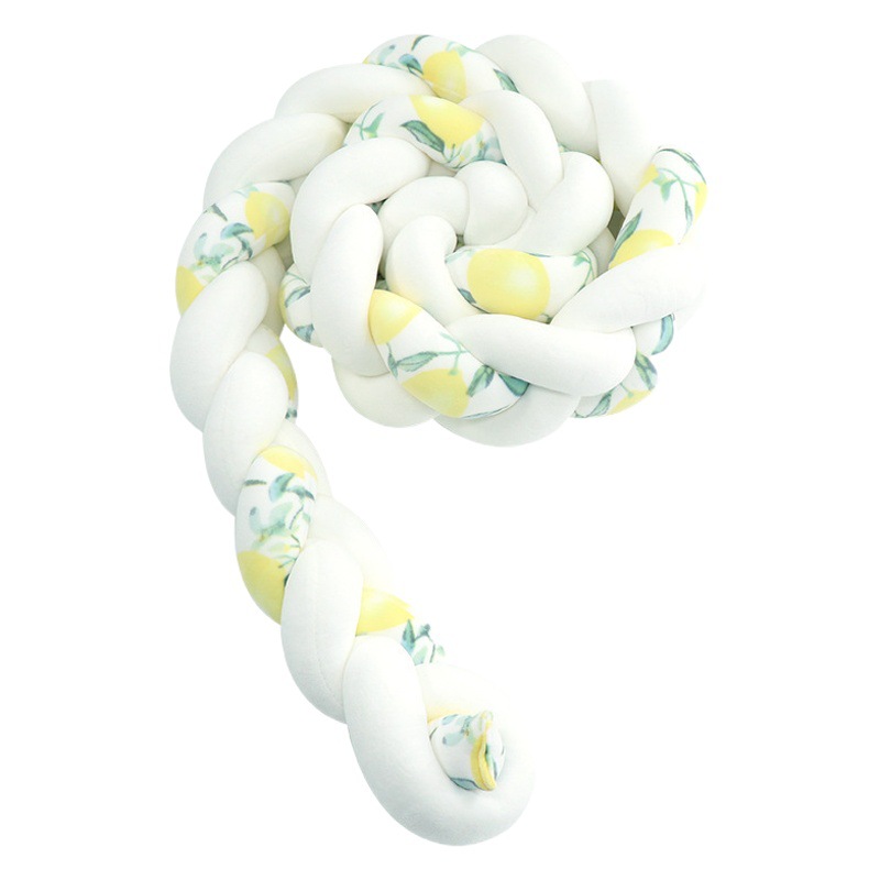 Protector de Barandilla de Cama con Trenza de Tres Hebras, Decoración de Barandilla de Cama para Bebés y Niños, Almohada Anudada de Estilo Europeo Tejida a Mano Estilo Ins.