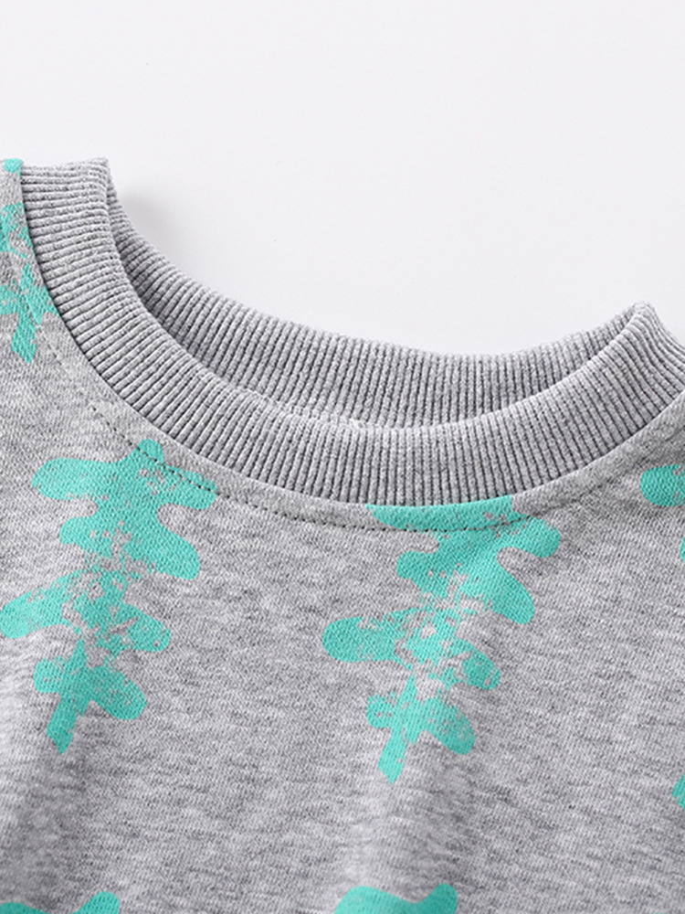 Malwee chaqueta de niño otoño y invierno nuevo estilo europeo y americano camiseta de cuello redondo para niños de manga larga impresa casual chaqueta de niños