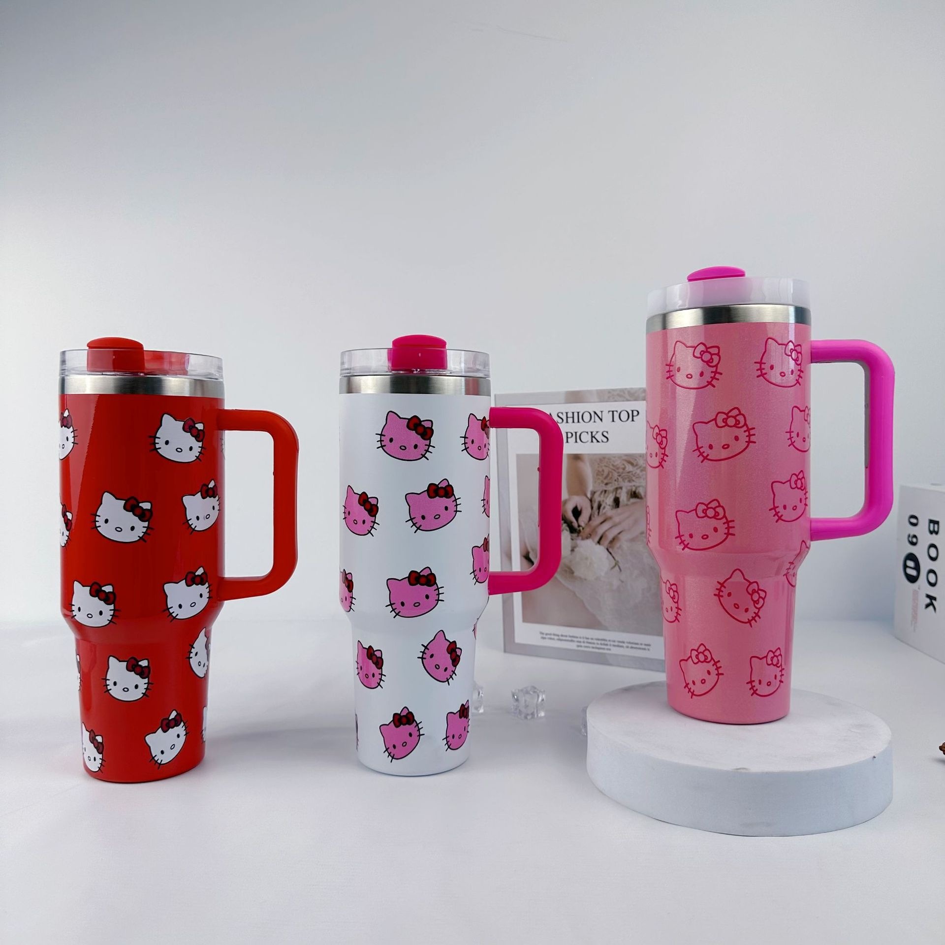 TEMU Cross-Border 40oz Icemaster Cup acero inoxidable kt gato caricatura taza caliente de gran capacidad portátil taza de automóvil