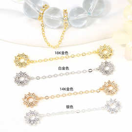 14K包金保色微镶锆石大孔钻圈连接链隔珠配饰diy手链串珠饰品配件